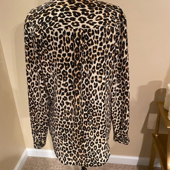 Equipment/Kate Moss Natural Leopard Print Silk Top Small - Picture 10 of 16
